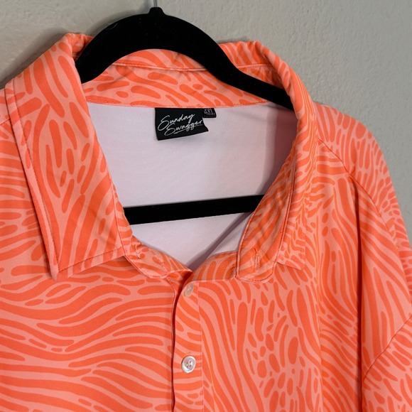 Sunday Swagger Other - Sunday Swagger Mens 4XL Golf Polo Orange Zebra Performance Stretch Loud Fun